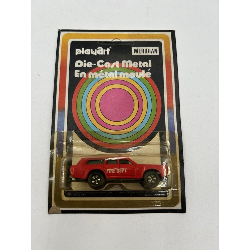 PlayArt Meridian fire department Die Cast Metal Yellow On Card UnPunched Hong